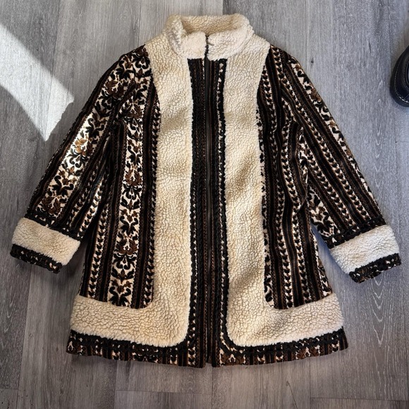 Handmade Jackets & Blazers - Vintage Handmade Artisan Embroidered Kashmiri Jacket Custom Sherpa Coat